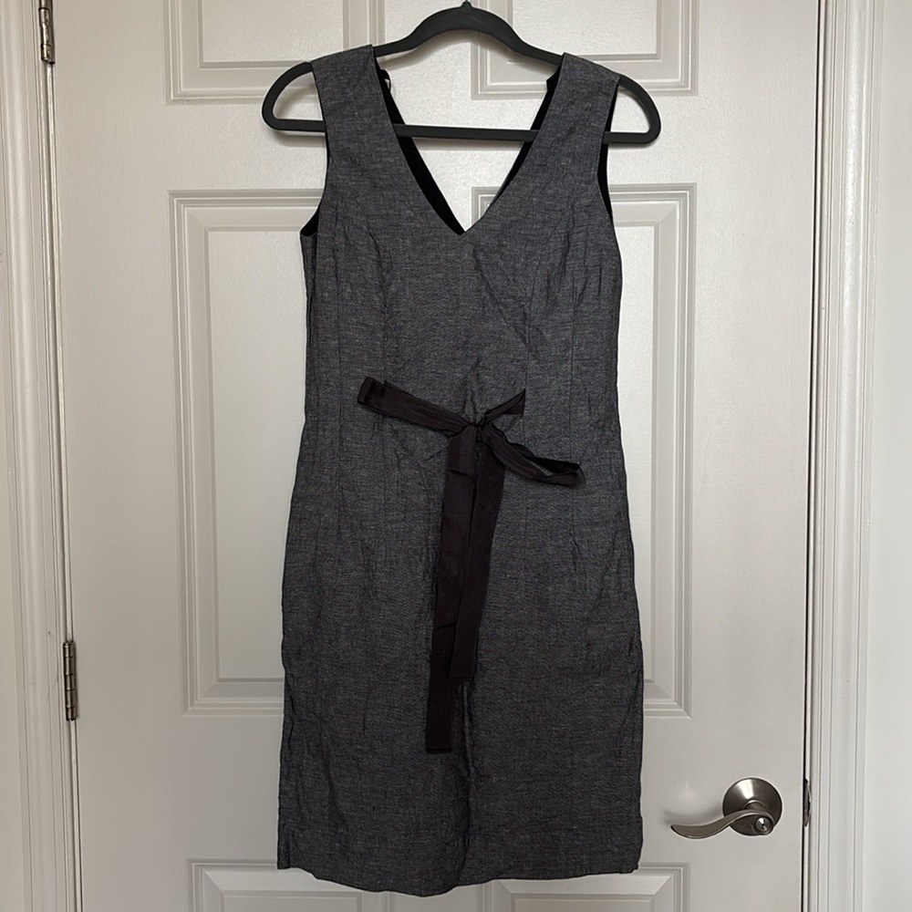 Banana Republic Gray Linen Ribbon Sheath Dress